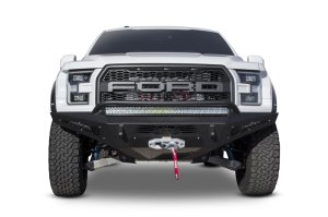 Ford F-150 Raptor Front Bumper - Addictive Desert Designs - HoneyBadger with Winch Mount - Hammer Black with Satin Black Panels - `17-`18